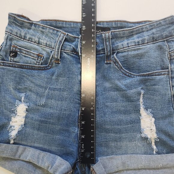 KanCan Denim Shorts Womens Size 26 Rolled Cuff Distressed Mid Rise Boho Festival - Picture 6 of 7